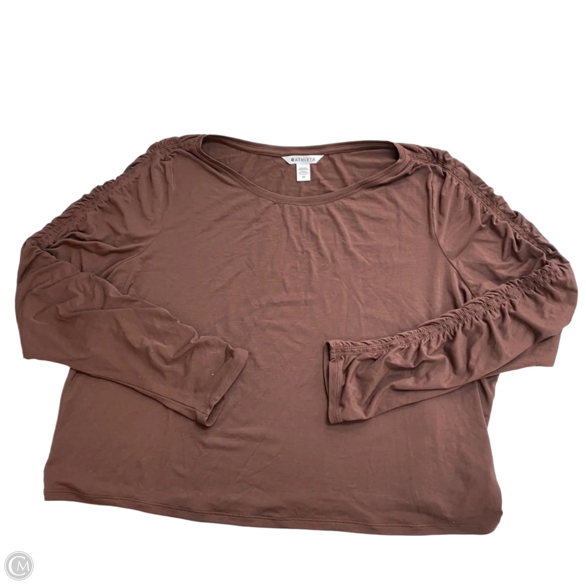 Athletic Top Long Sleeve Collar By Athleta In Brown, Size: 2x