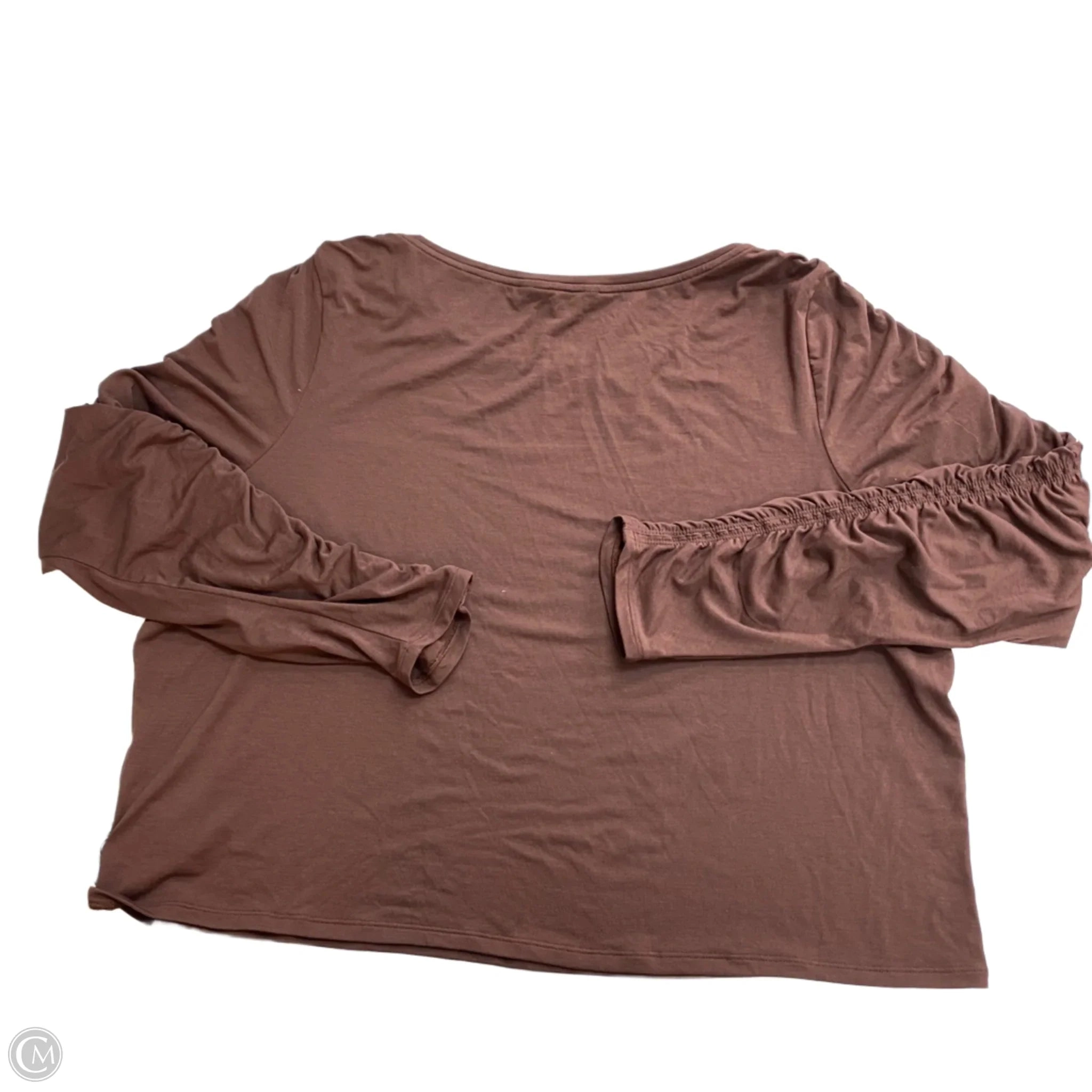 Athletic Top Long Sleeve Collar By Athleta In Brown, Size: 2x