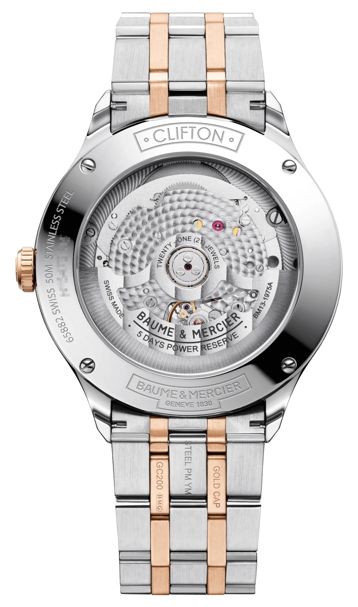Baume & Mercier Clifton Baumatic COSC Automatic 18K Rose Gold & Steel White Dial Date Mens Watch M0A10458