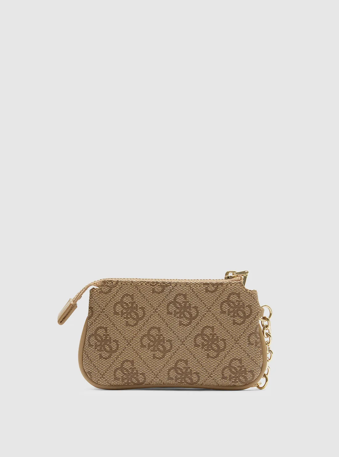 Beige Logo Purse Keyring