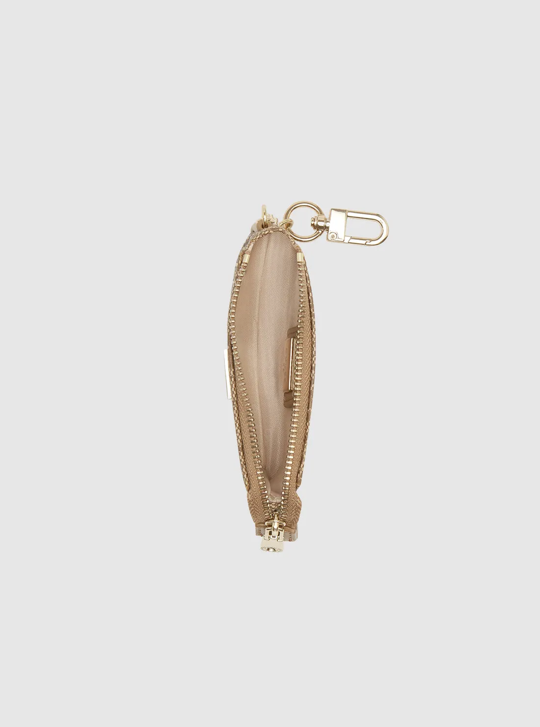 Beige Logo Purse Keyring