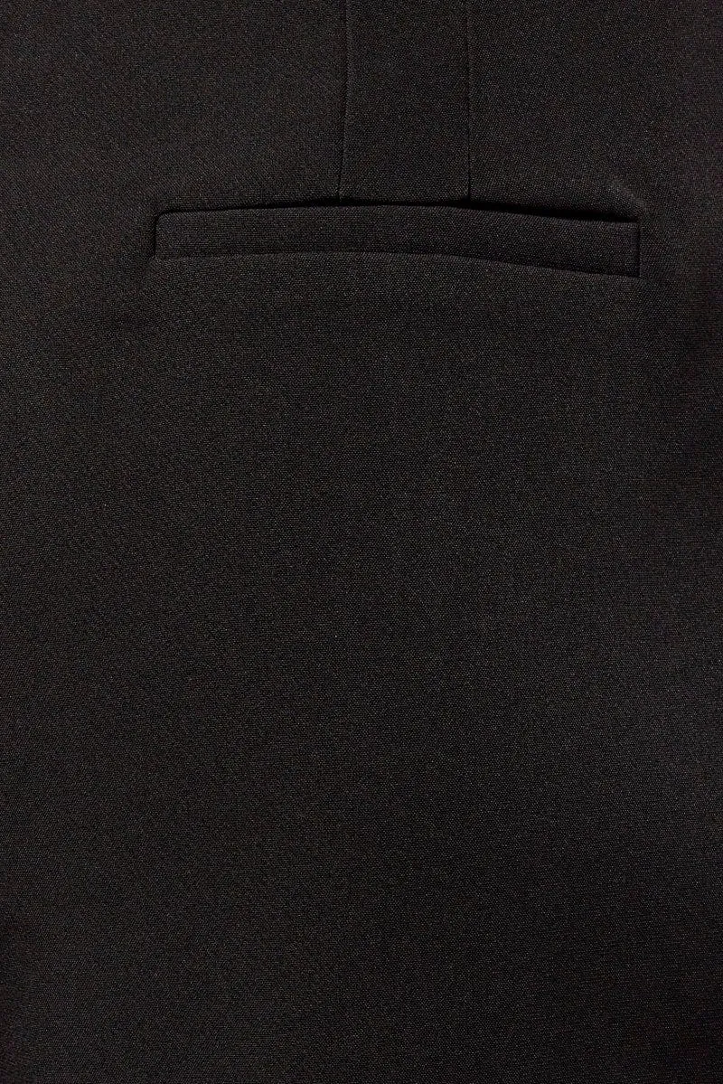 Black Tapered Pants High Rise Belted