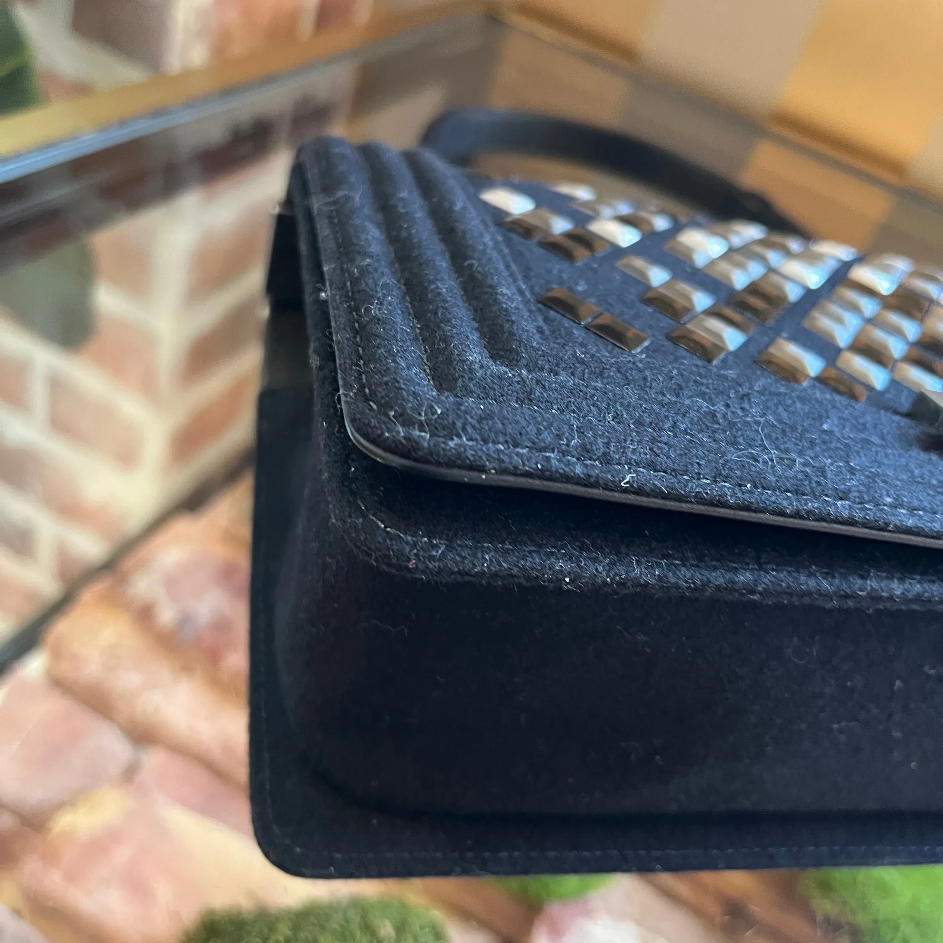 CHANEL Mosaic Boy Medium Wool Flap Bag