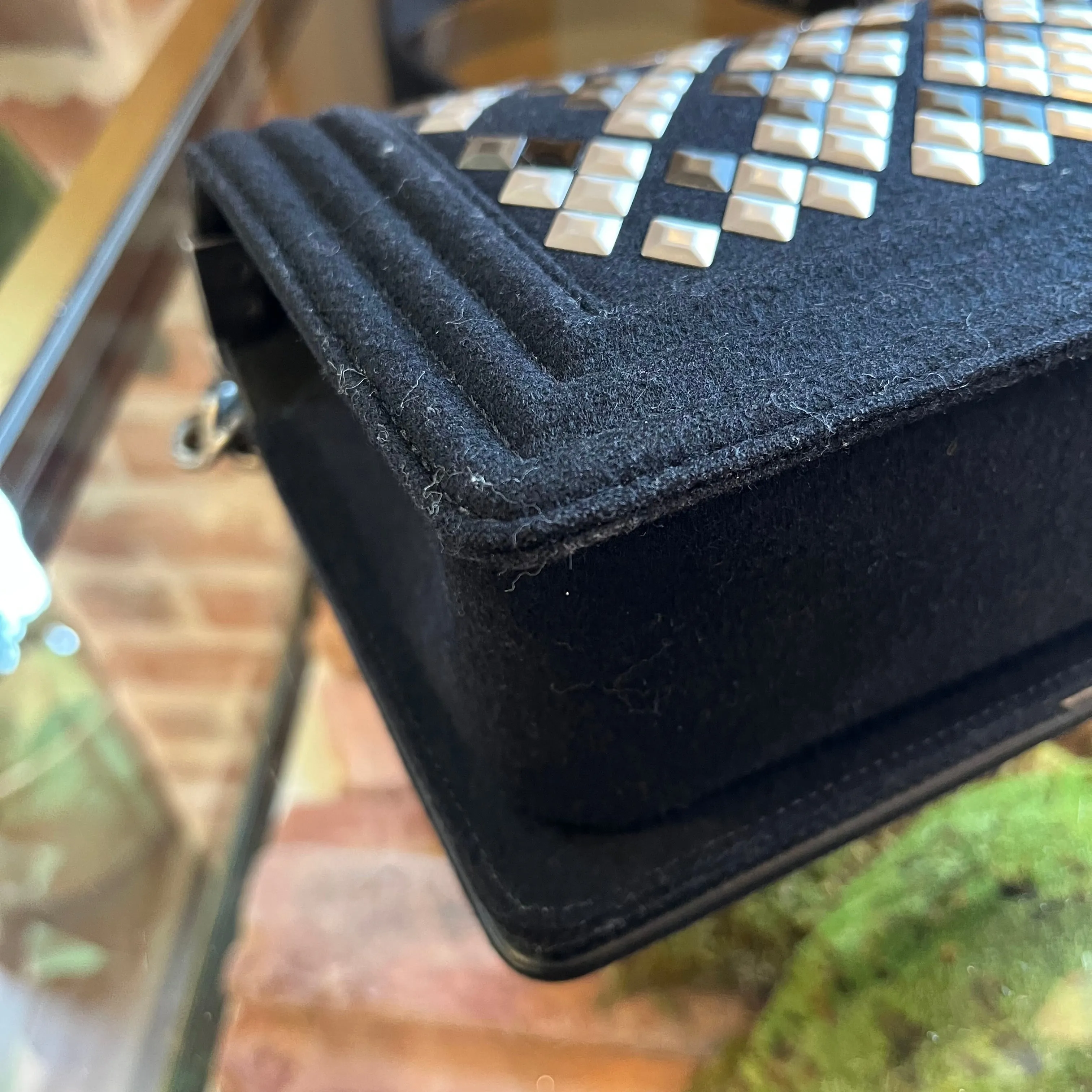 CHANEL Mosaic Boy Medium Wool Flap Bag