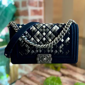 CHANEL Mosaic Boy Medium Wool Flap Bag