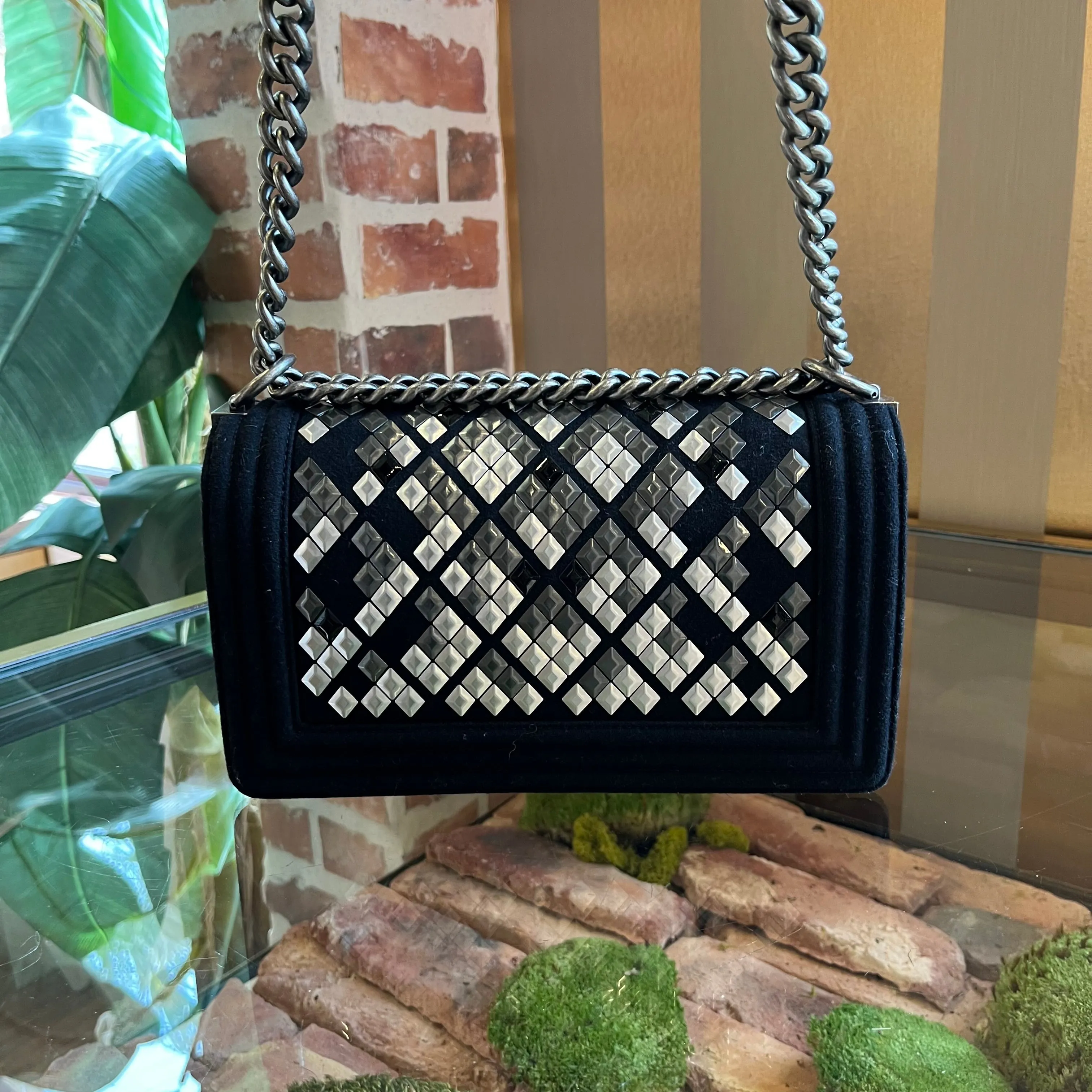 CHANEL Mosaic Boy Medium Wool Flap Bag