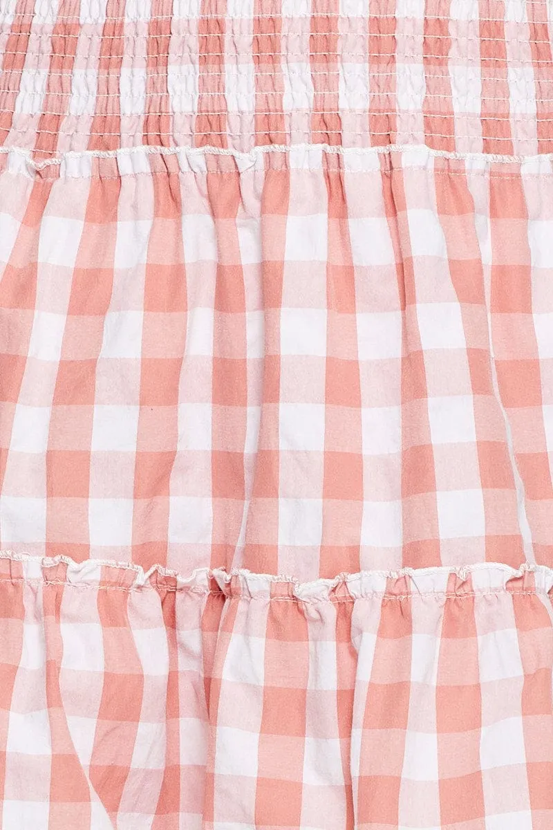 Check Flare Skirt Mini High Rise