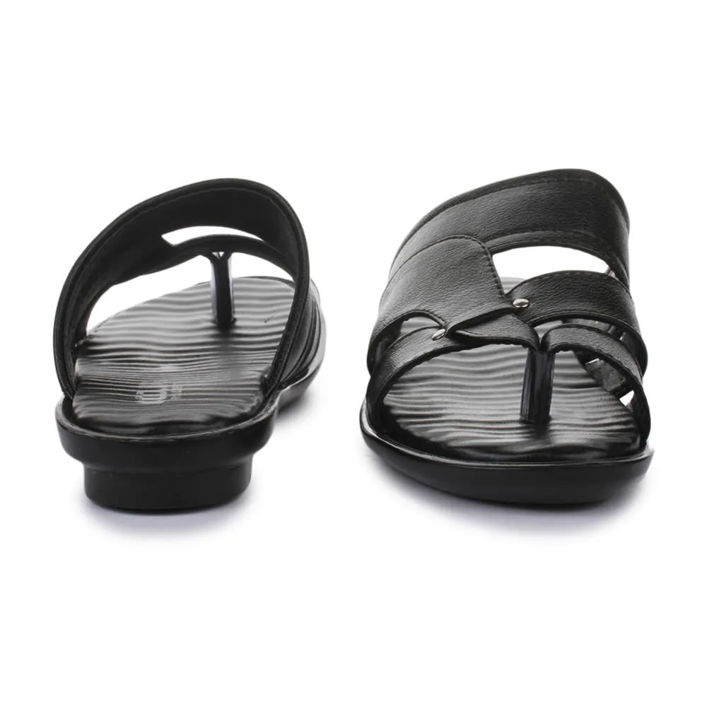 Coolers Casual Black Slippers For Men TRL-113 By Liberty