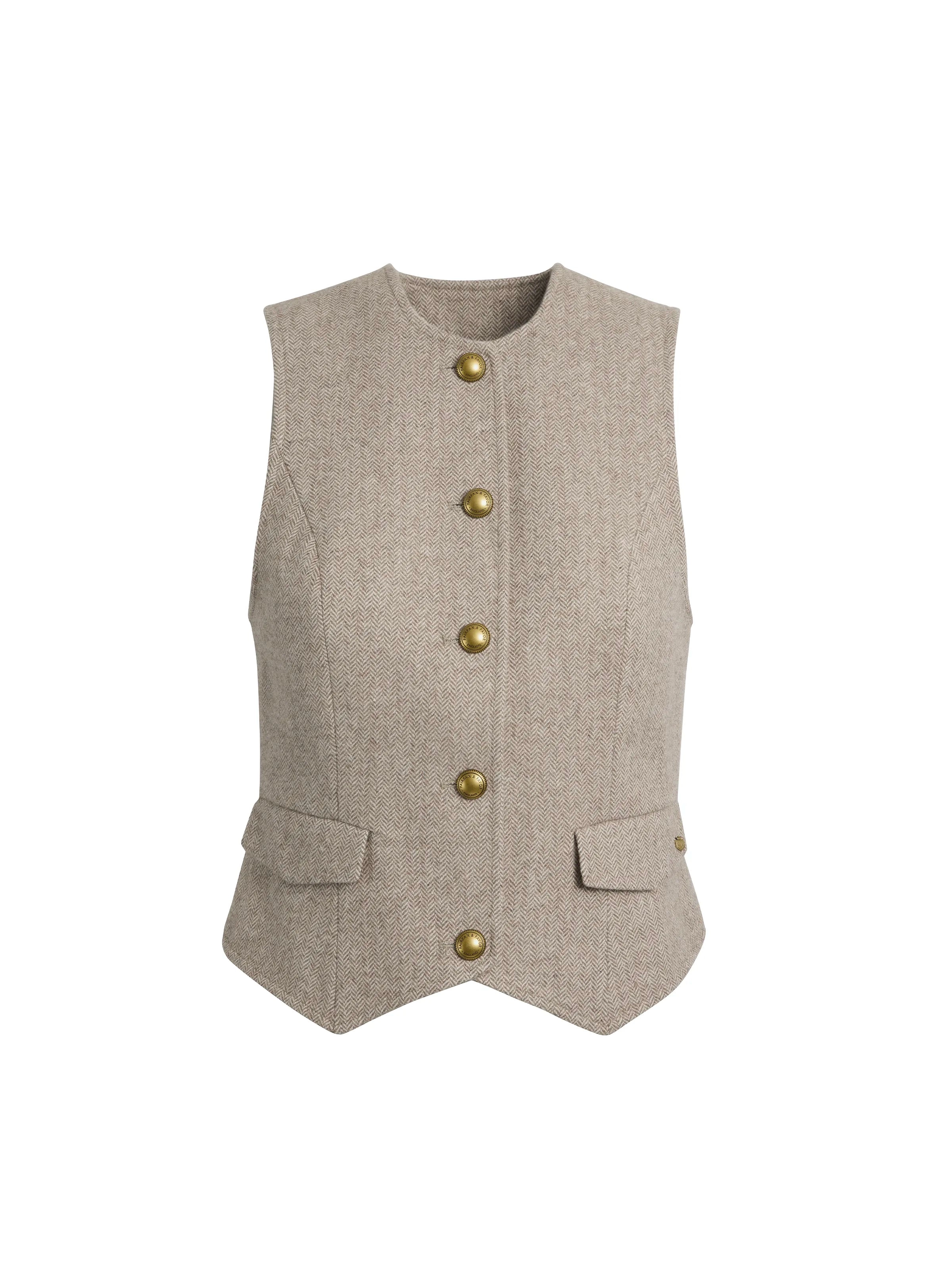 Eleanor Waistcoat - Almond Herringbone