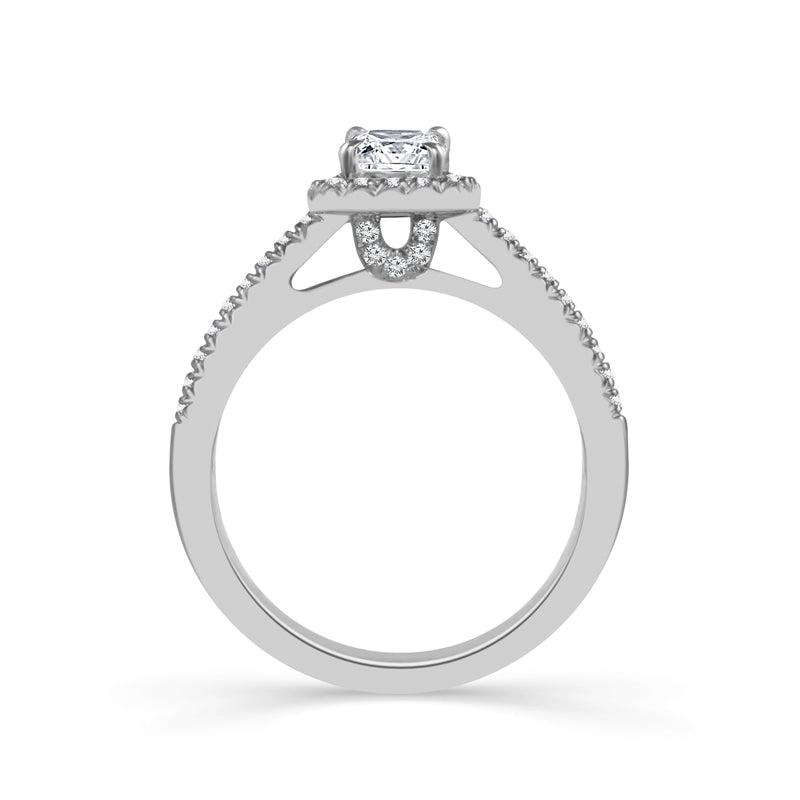 Fink's Exclusive 14K White Gold Cushion and Round Diamond Halo Engagement Ring