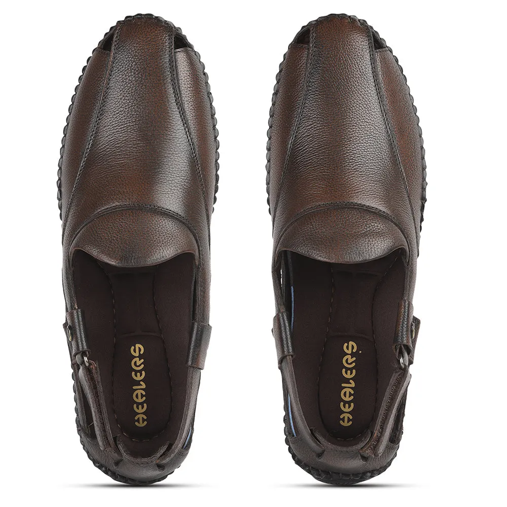 Healers Formal Brown Sandals For Men JPL-204 By Liberty