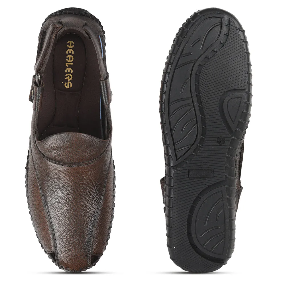 Healers Formal Brown Sandals For Men JPL-204 By Liberty