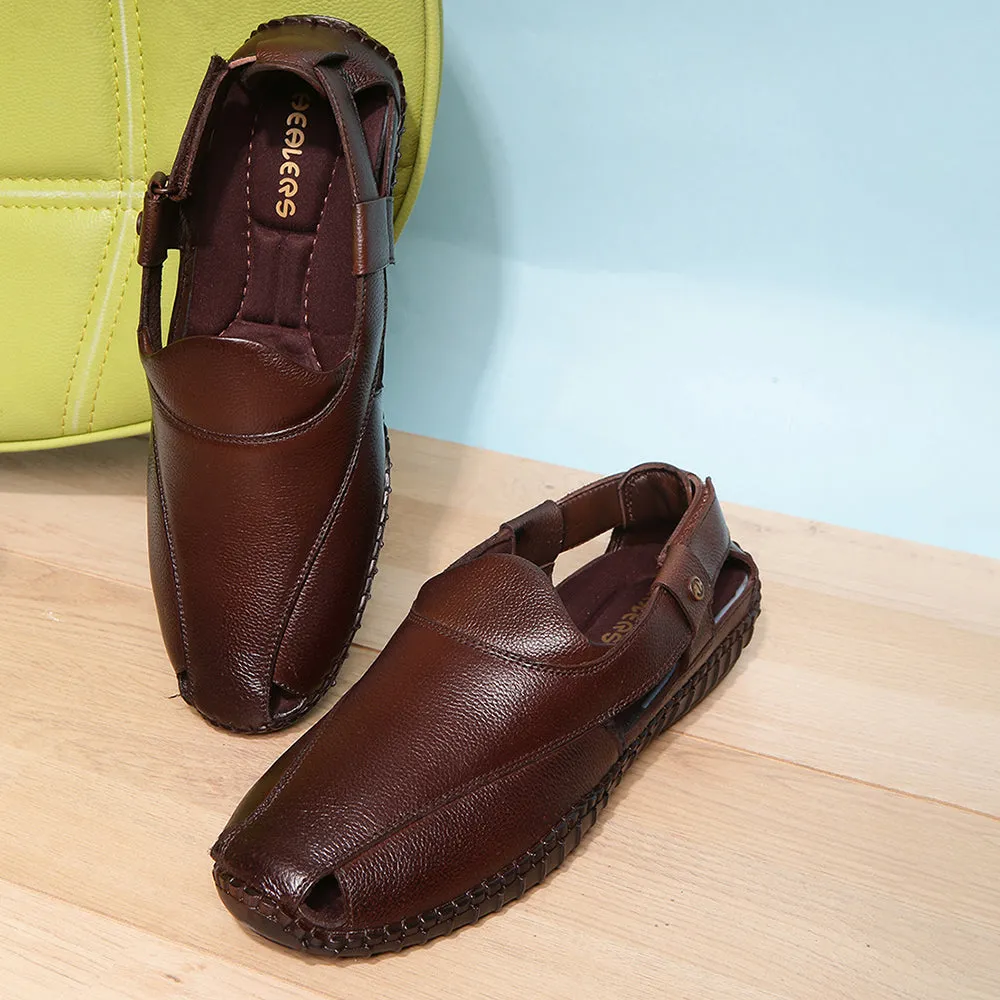 Healers Formal Brown Sandals For Men JPL-204 By Liberty