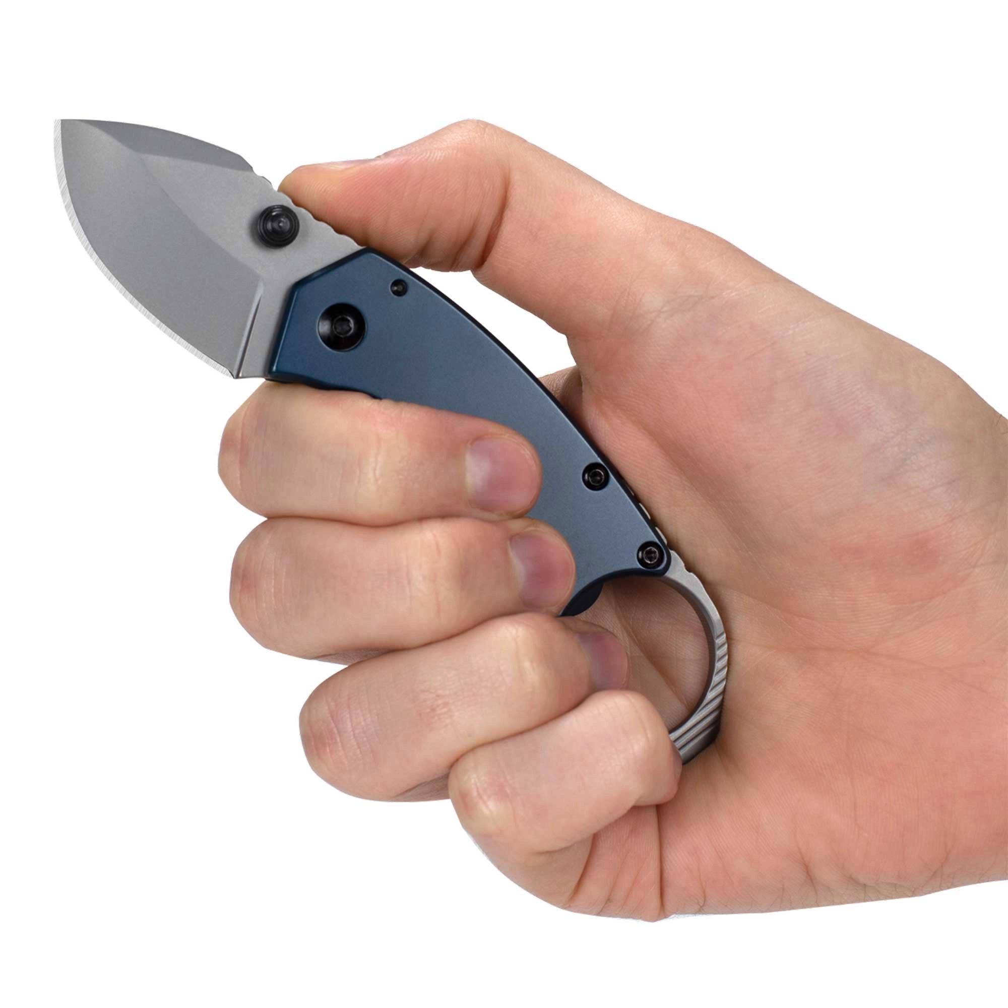 Kershaw Pocket Knife - Antic Drop Point Steel Blade Frame Lock Blue Handle | KW8710