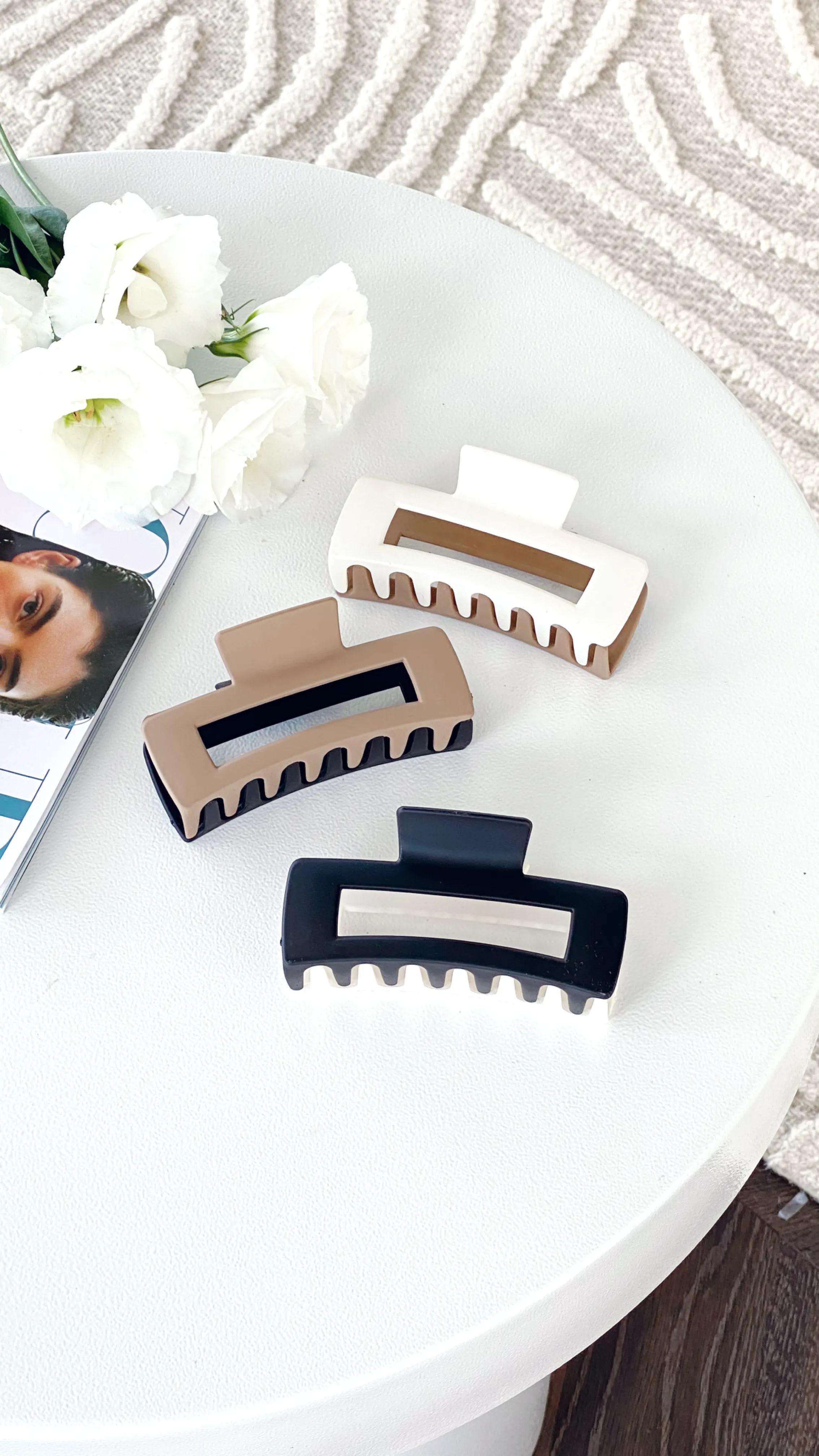 Lily Two Tone Rectangle Clip - Black/White