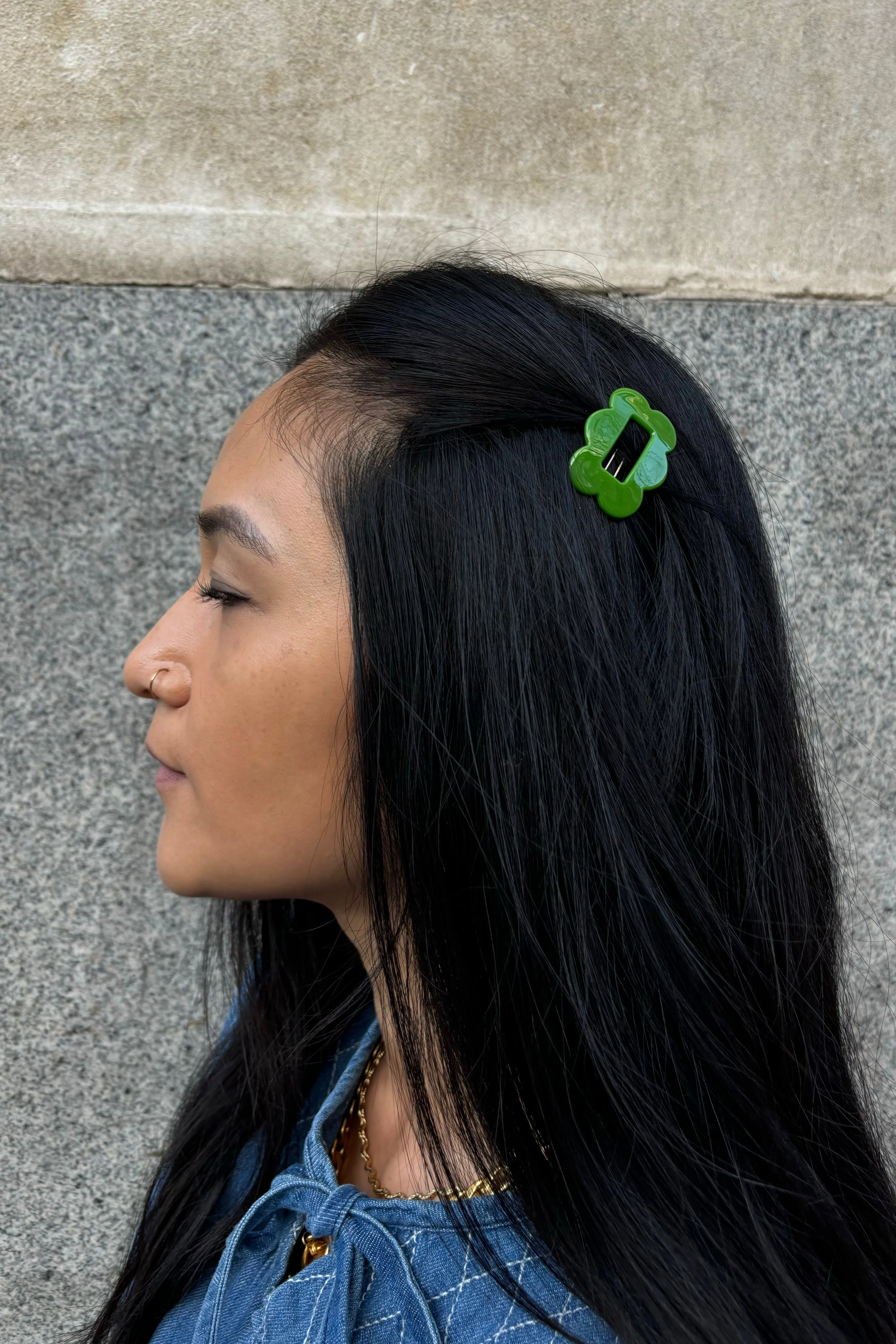 Mercantile Scalloped Green Hair Clip