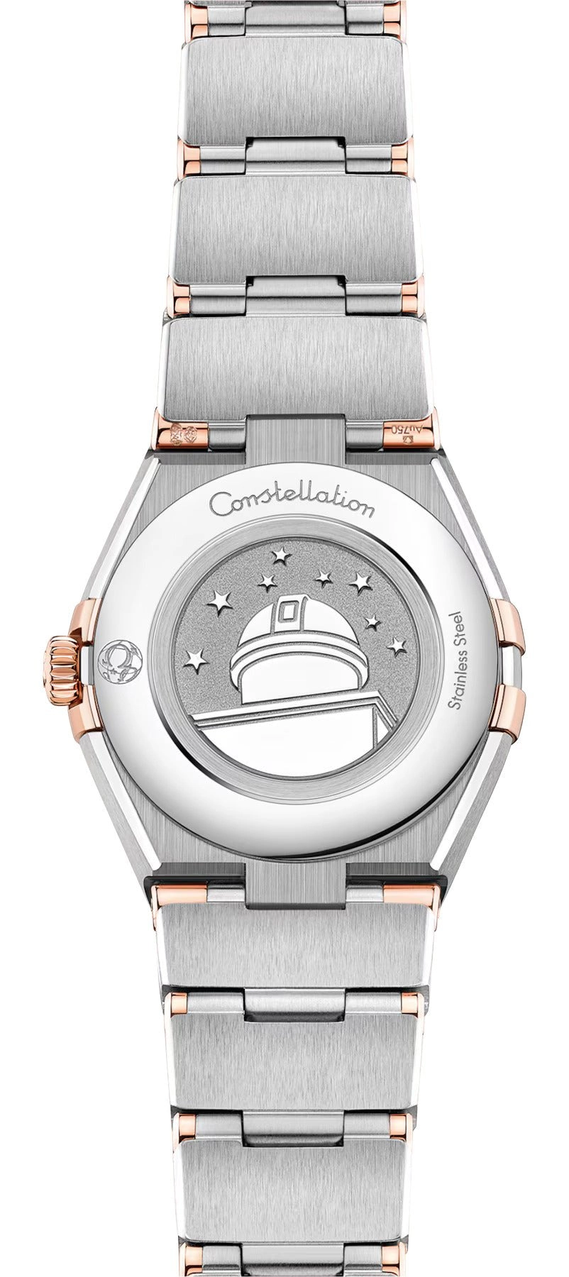Omega Constellation Stainless Steel & 18K Rose Gold Silver Dial Diamonds Quartz Womens Watch 131.25.25.60.52.001