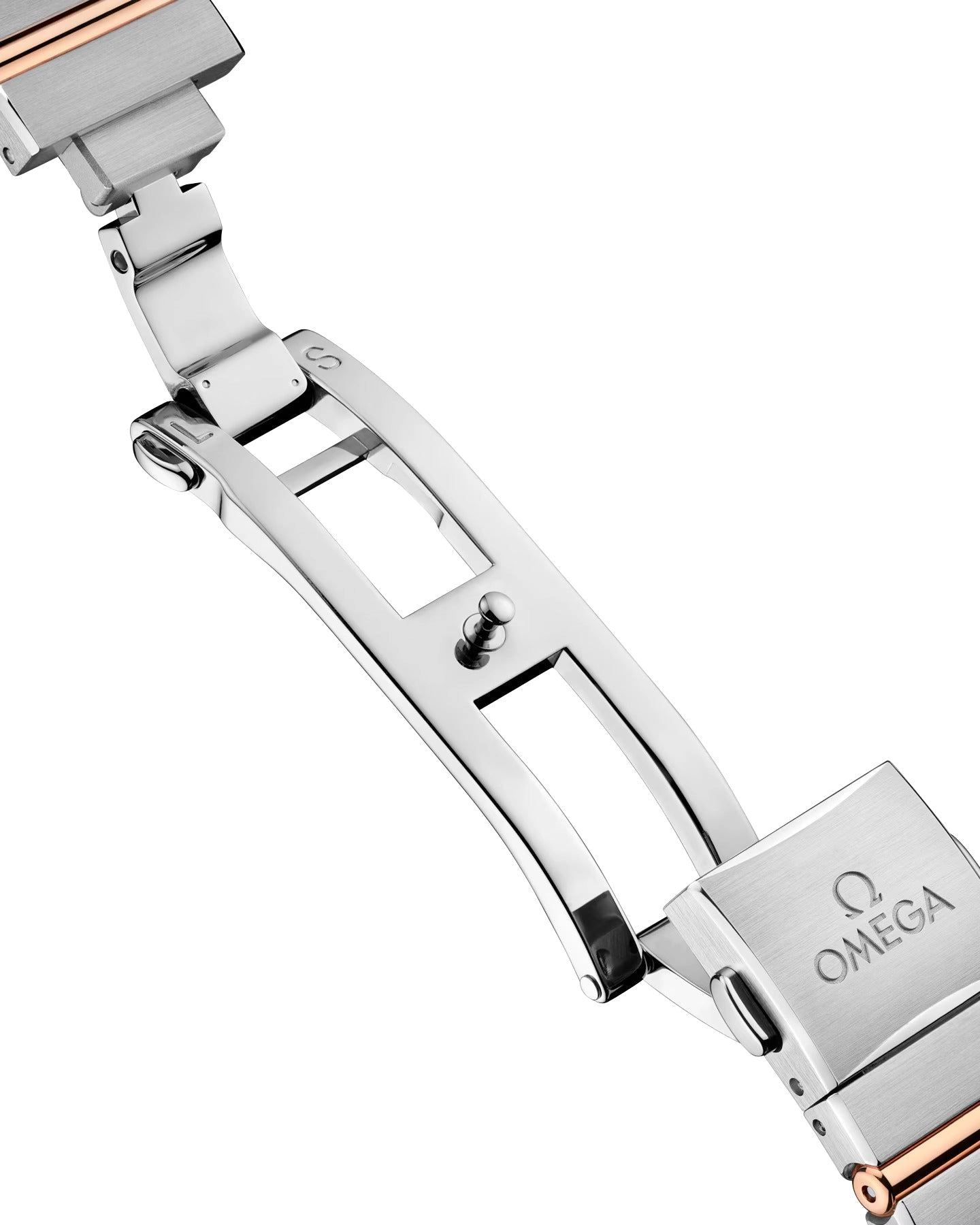 Omega Constellation Stainless Steel & 18K Rose Gold Silver Dial Diamonds Quartz Womens Watch 131.25.28.60.52.001