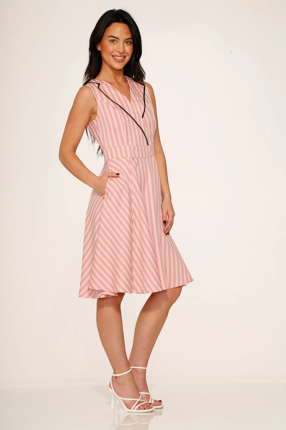 Pink Stripe Swing Dress