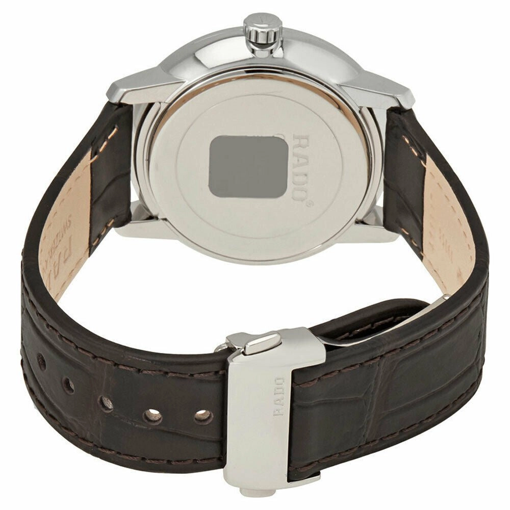 Rado Coupole L Silver Dial Brown Leather Strap Quartz Mens Watch R22864035