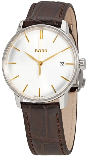 Rado Coupole L Silver Dial Brown Leather Strap Quartz Mens Watch R22864035