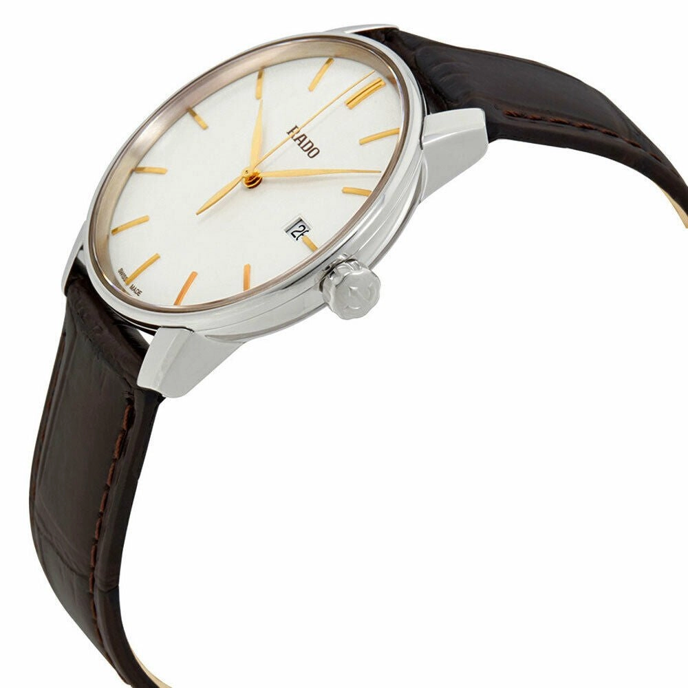 Rado Coupole L Silver Dial Brown Leather Strap Quartz Mens Watch R22864035