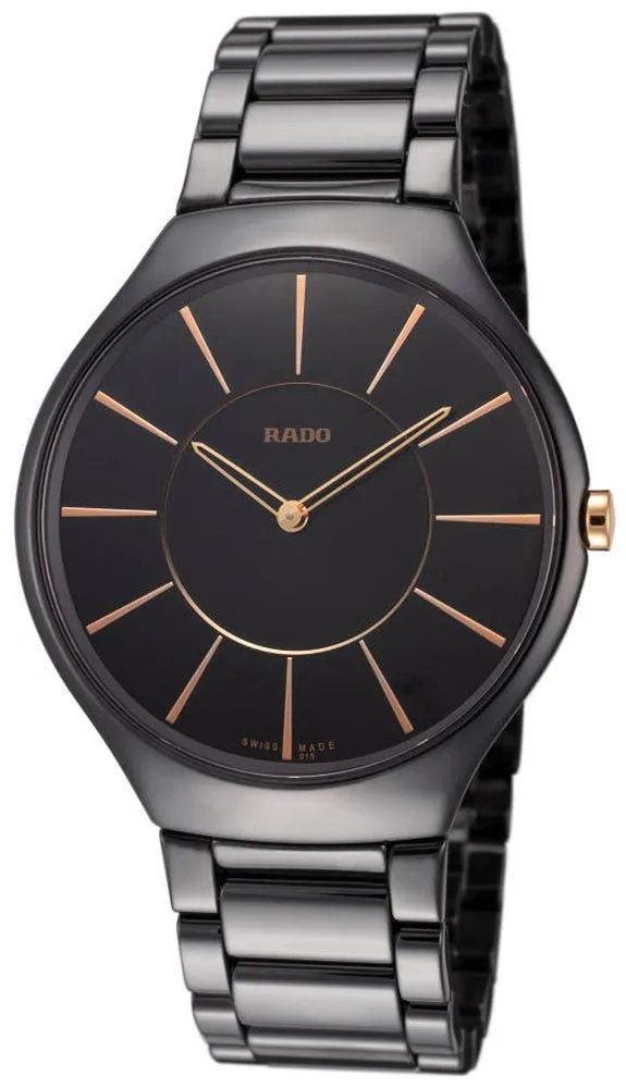 Rado True Thinline Black Ceramic Black Dial Quartz Mens Watch R27741152