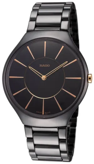 Rado True Thinline Black Ceramic Black Dial Quartz Mens Watch R27741152