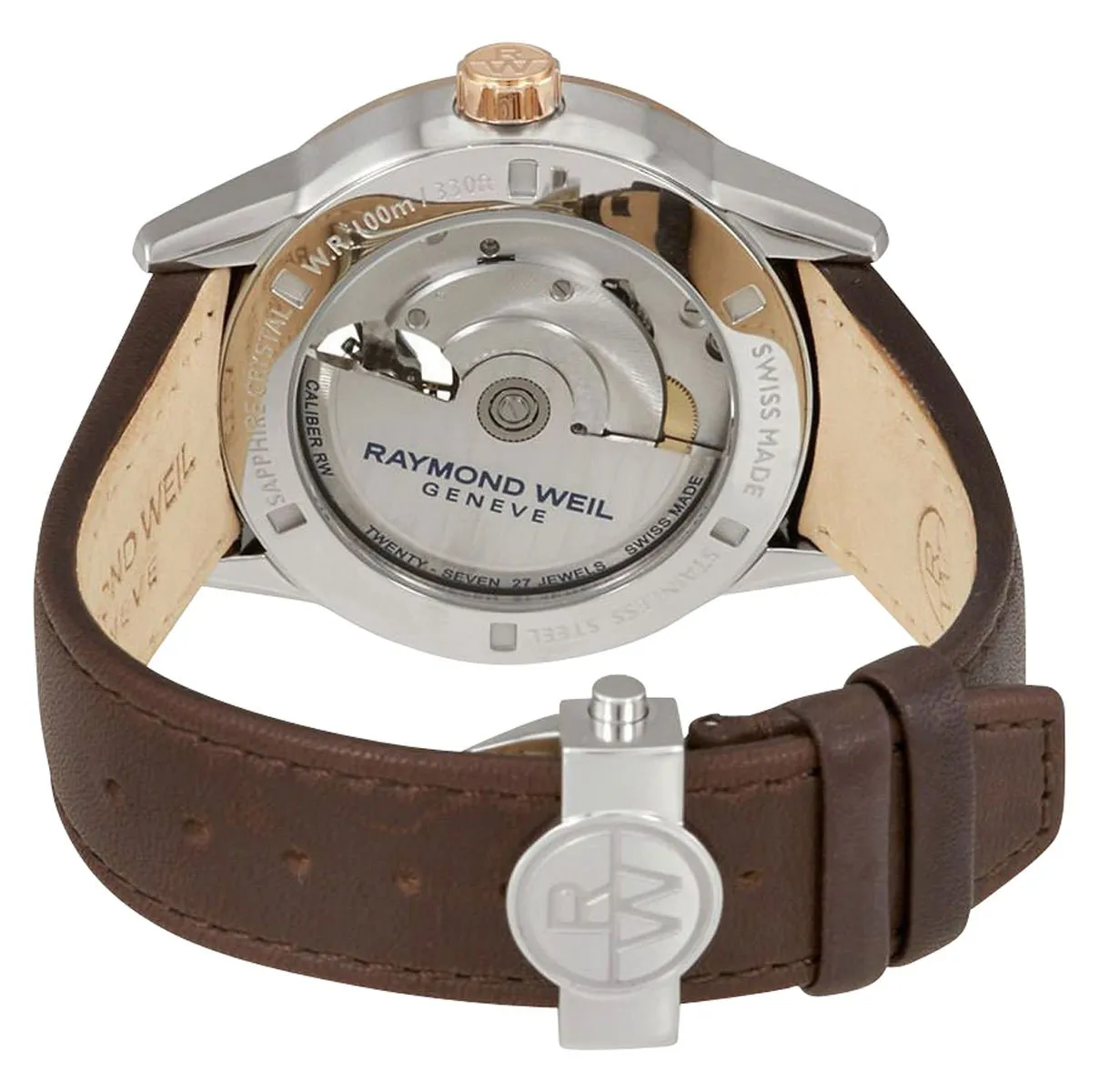 Raymond Weil Freelancer Automatic Two-Tone Stainless Steel Black Dial Brown Leather Strap Mens Watch 2780-SC5-20001