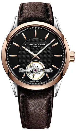 Raymond Weil Freelancer Automatic Two-Tone Stainless Steel Black Dial Brown Leather Strap Mens Watch 2780-SC5-20001