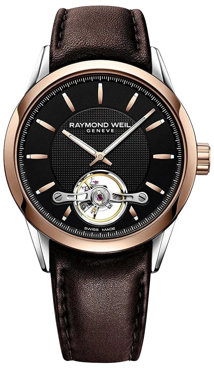 Raymond Weil Freelancer Automatic Two-Tone Stainless Steel Black Dial Brown Leather Strap Mens Watch 2780-SC5-20001
