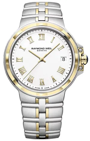 Raymond Weil Parsifal Two-Tone Stainless Steel White Dial Date Quartz Mens Watch 5580-STP-00308