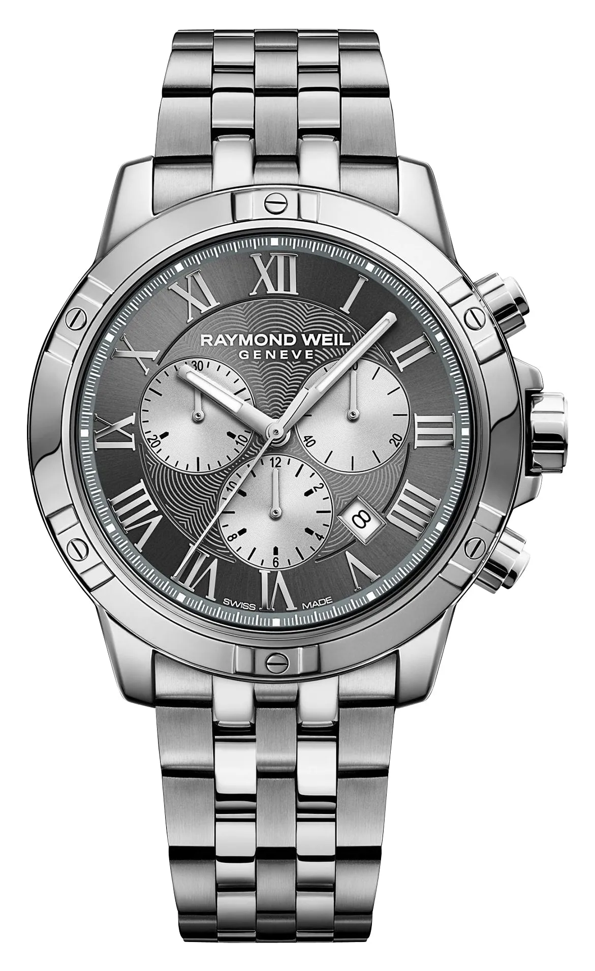 Raymond Weil Tango Chronograph Stainless Steel Gray Dial Date Divers Quartz Mens Watch 8560-ST-00606