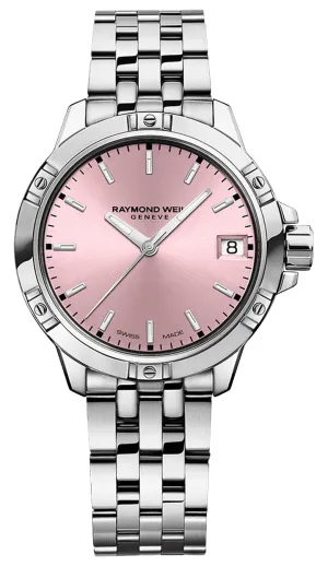 Raymond Weil Tango Stainless Steel Pink Dial Date Quartz Womens Watch 5960-ST-80001