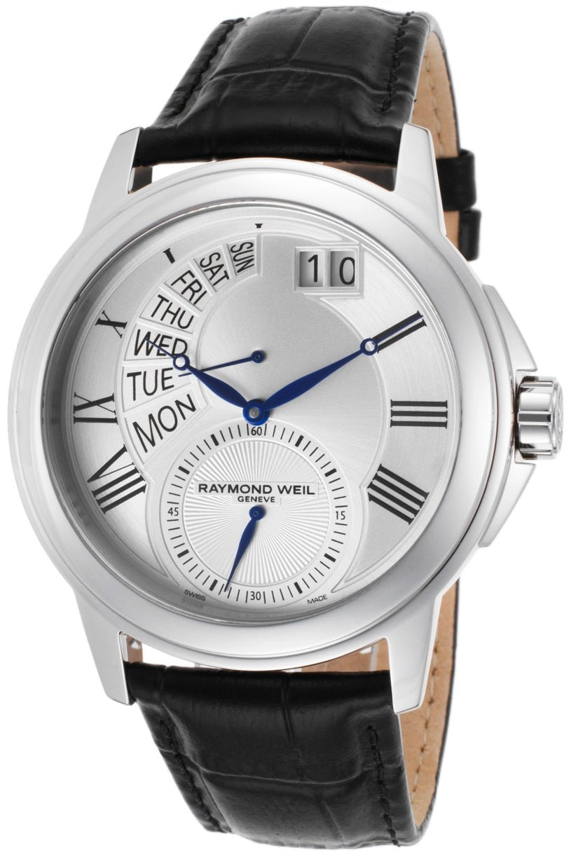 Raymond Weil Tradition Stainless Steel Mens Watch Day of Week Retrograde 9579-STC-65001