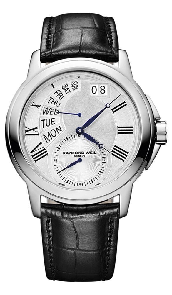 Raymond Weil Tradition Stainless Steel Mens Watch Day of Week Retrograde 9579-STC-65001