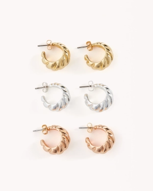 ROSALIE 3 PACK EARRINGS - MULTI PLATED