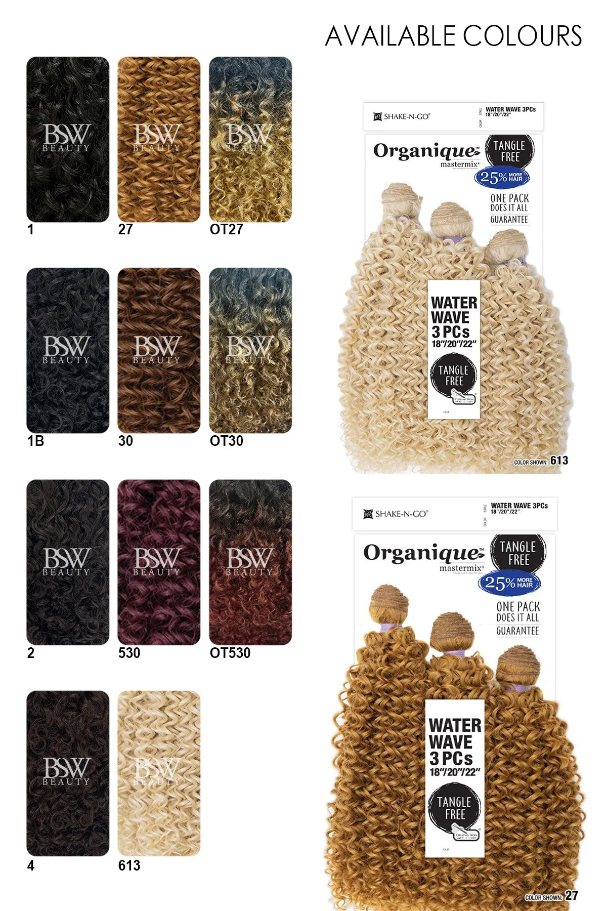 SHAKE N GO ORGANIQUE WATER WAVE 18"20"22"