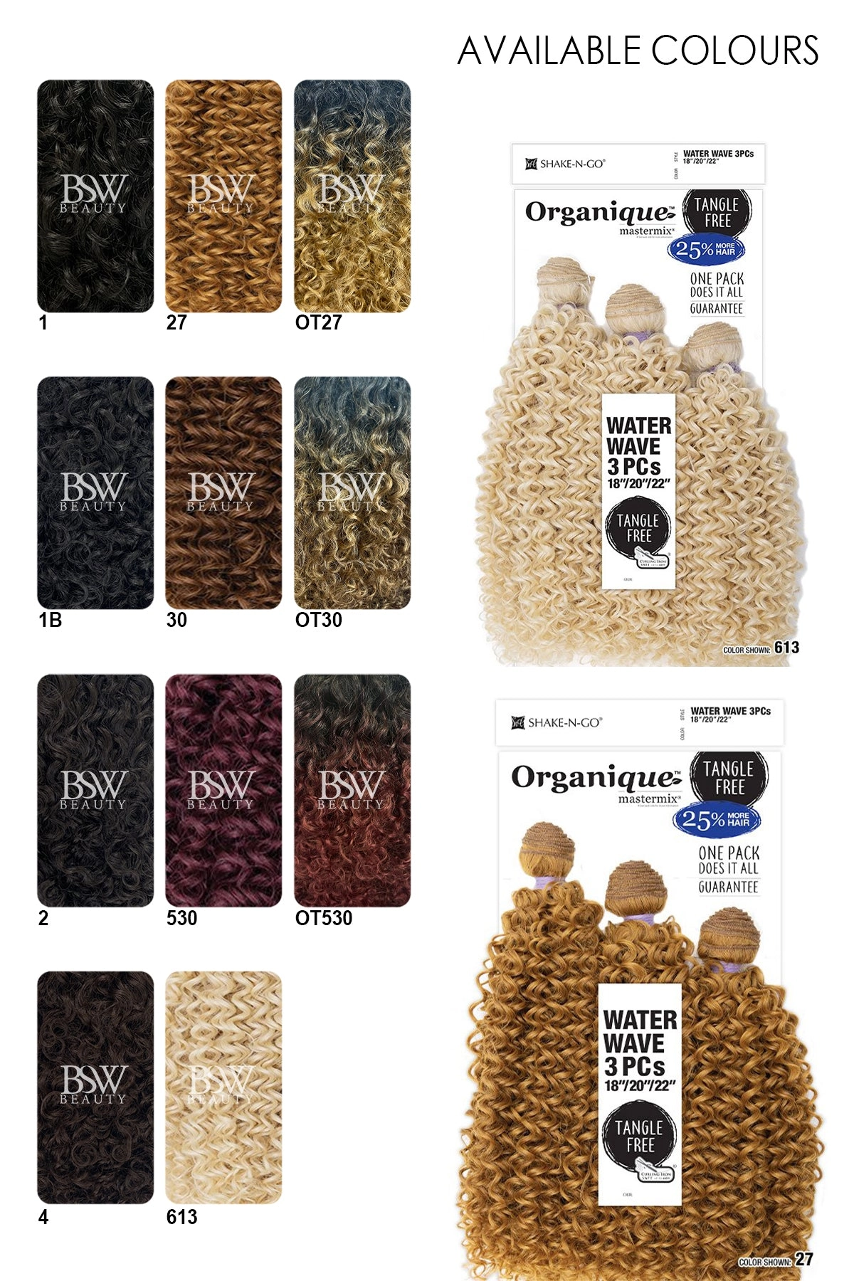 SHAKE N GO ORGANIQUE WATER WAVE 18"20"22"