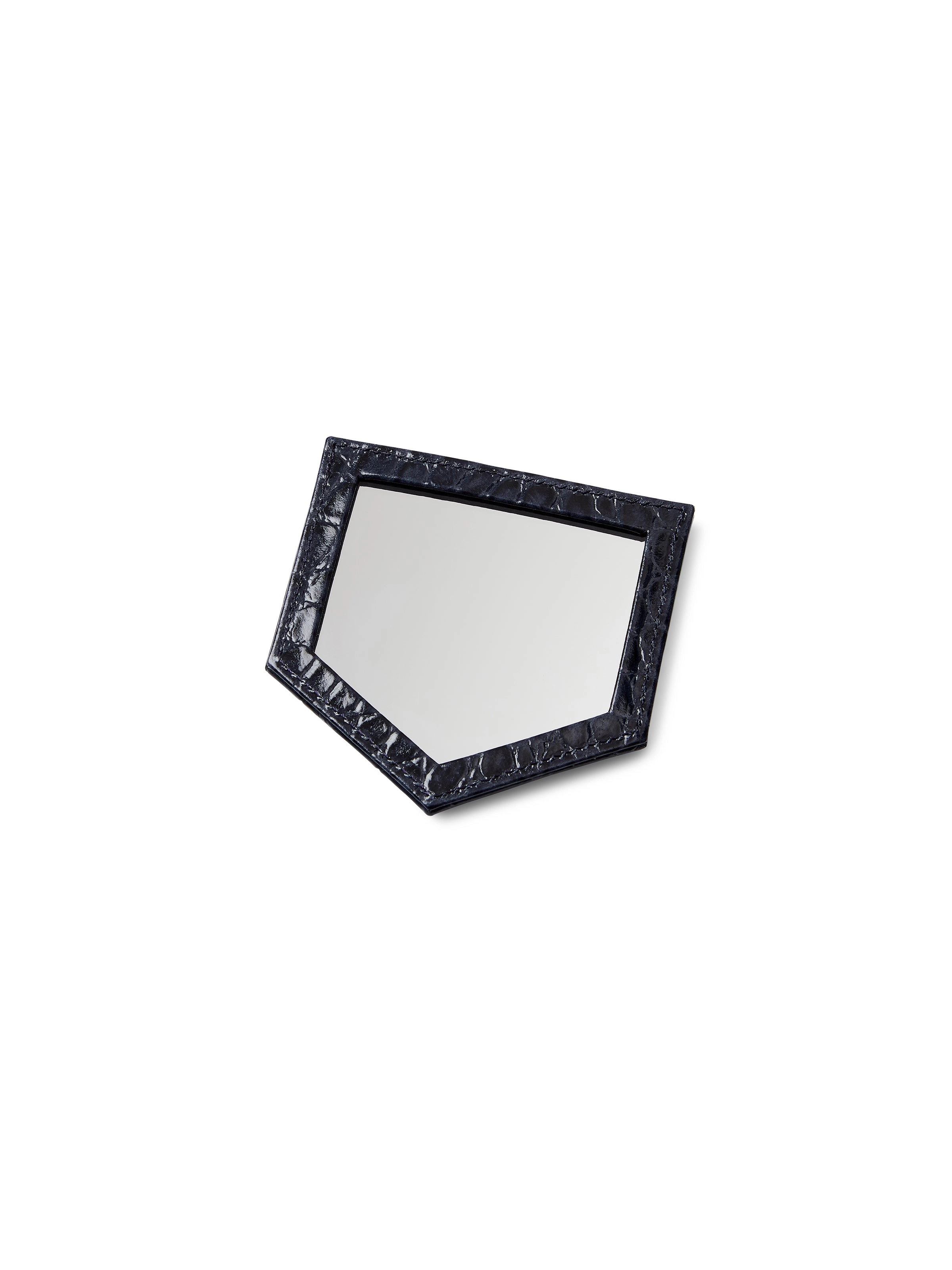 Signature Compact Mirror - High Shine Navy Croc