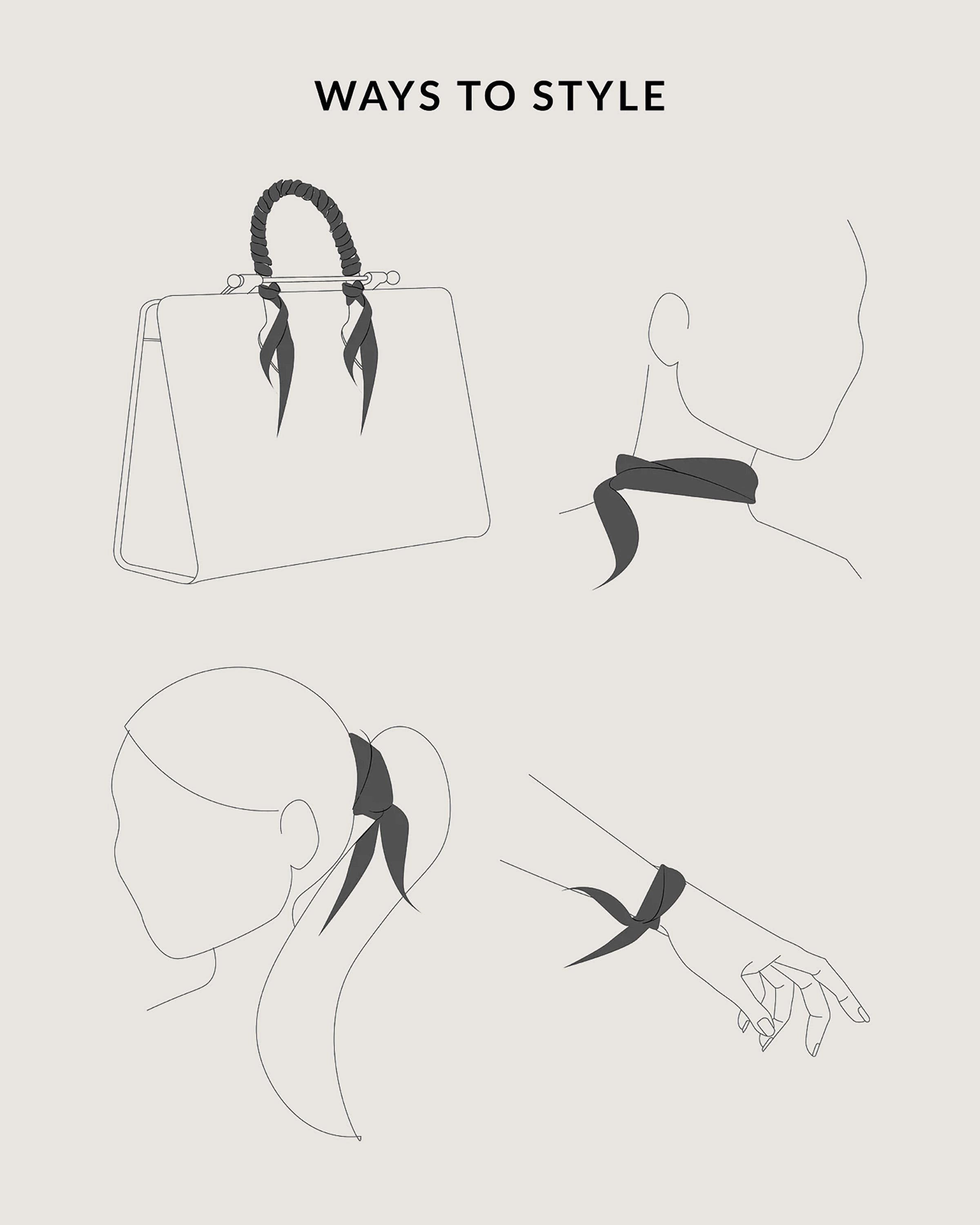 Silk Skinny Scarf - Bag and Chain Print Oat/Caramel