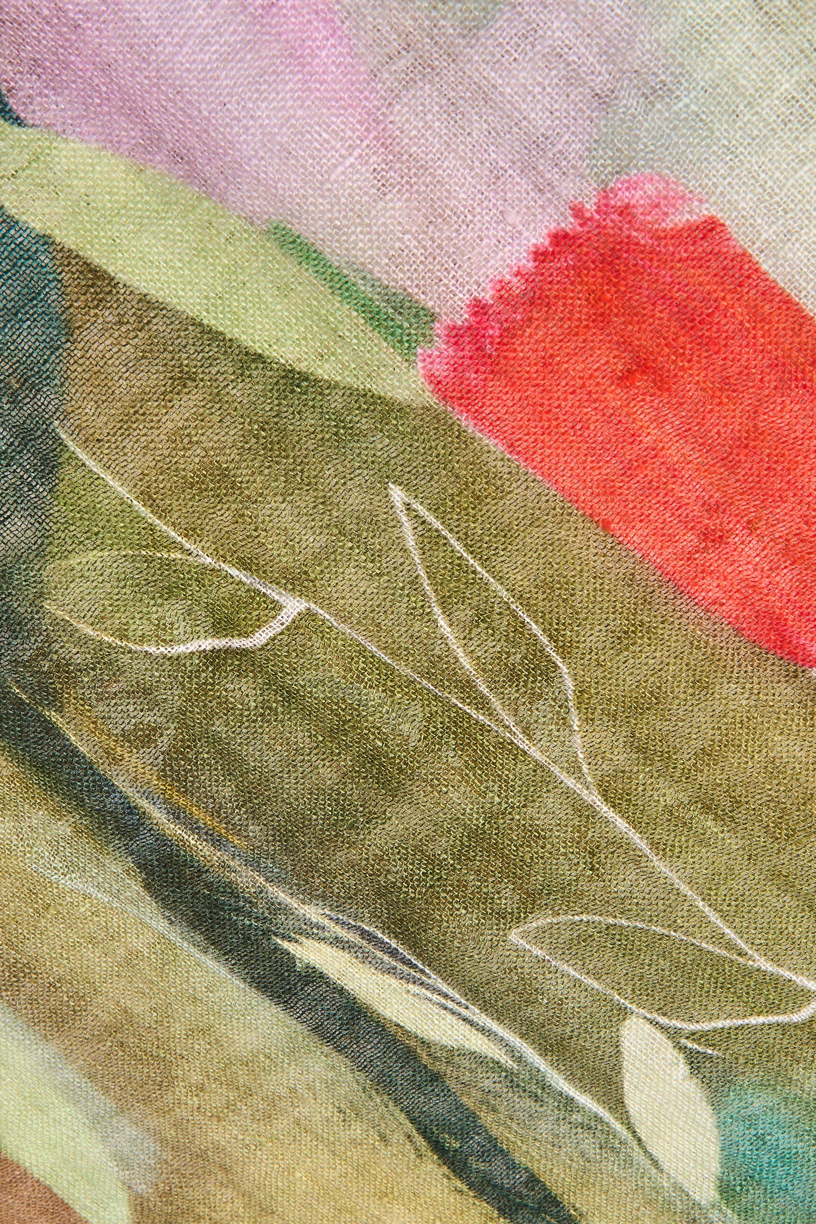 Summer Poppy Linen Scarf - Multi