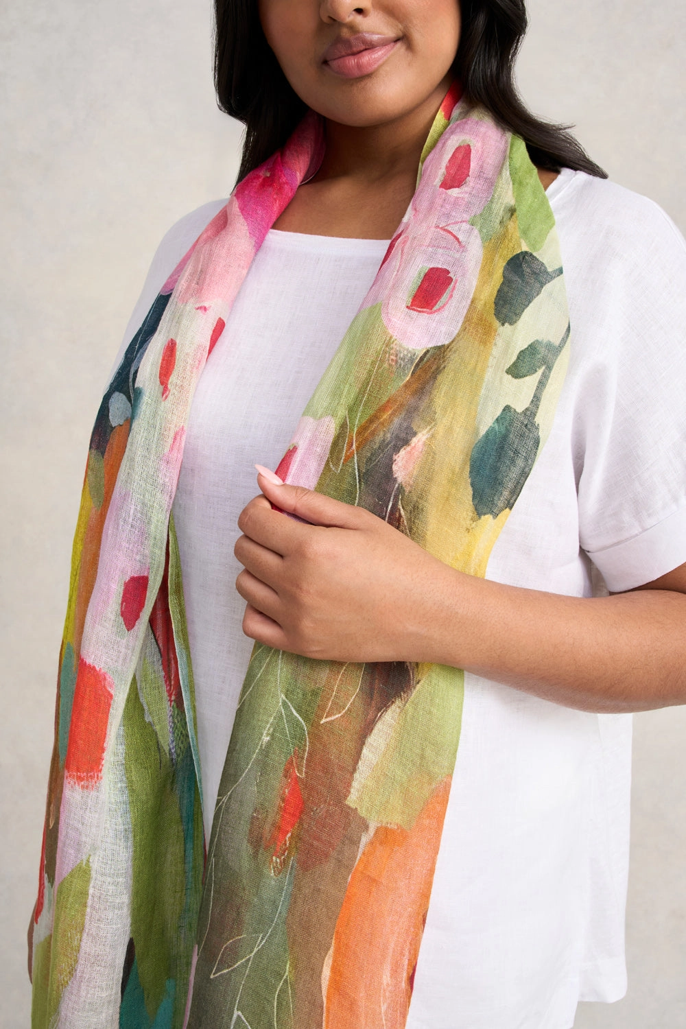 Summer Poppy Linen Scarf - Multi