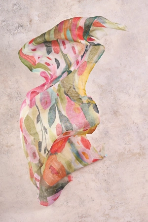 Summer Poppy Linen Scarf - Multi
