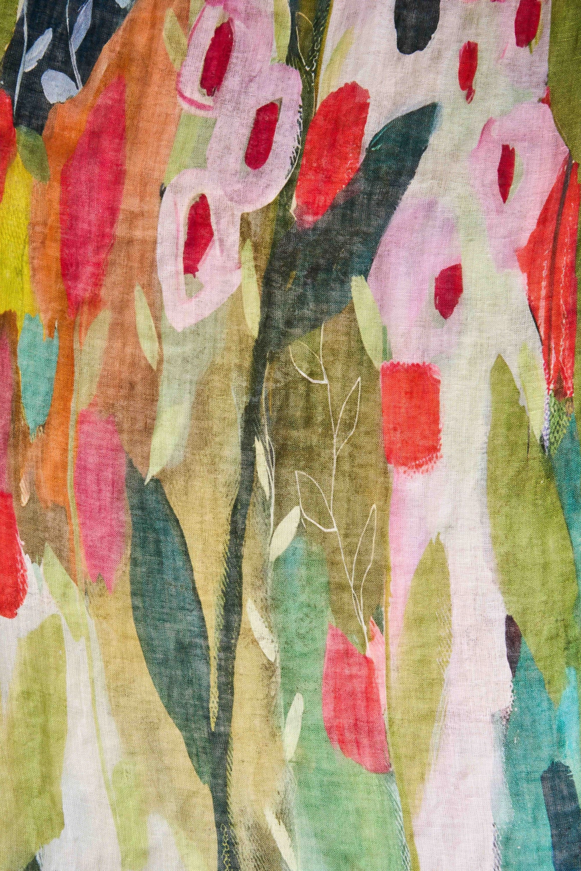 Summer Poppy Linen Scarf - Multi