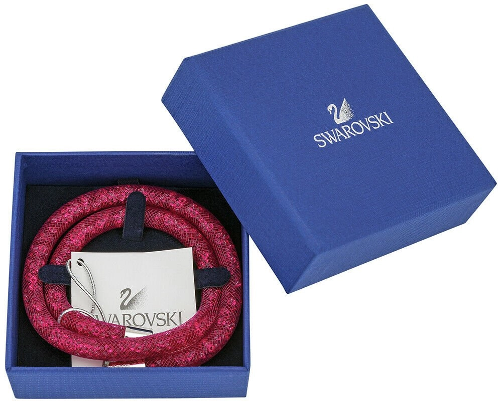 Swarovski Stardust Fuchsia Nylon Tube 5102547 Palladium Plated Magnetic Clasp Small Double Bracelet / Choker for Women