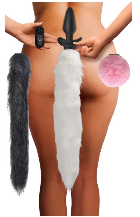 Tailz Vibrating Anal Plug & 3 Tails With Remote Control