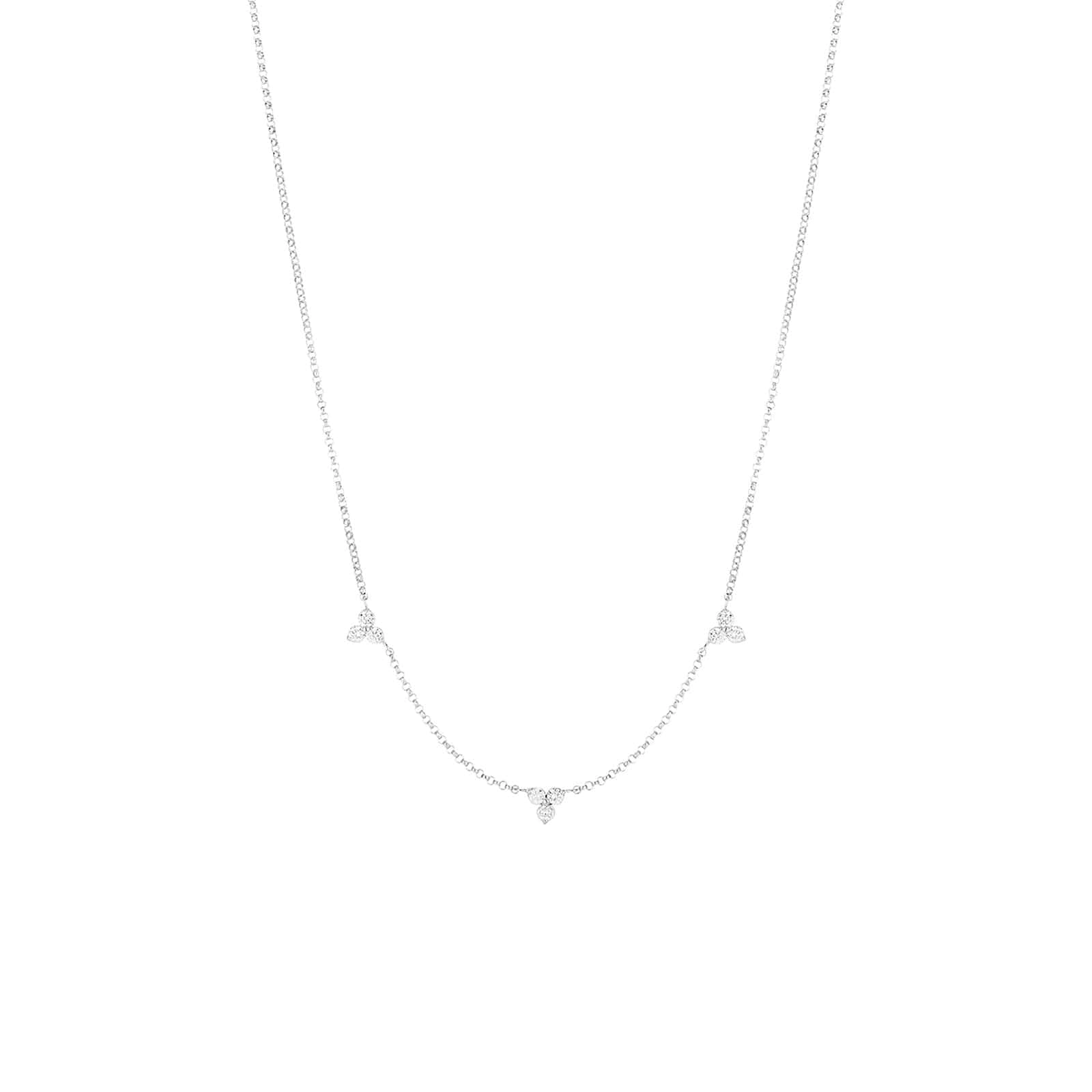 Three-Station Diamond Cluster Necklace
