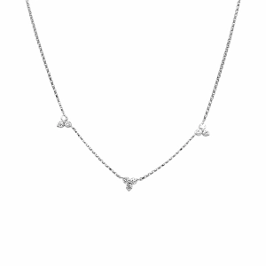 Three-Station Diamond Cluster Necklace