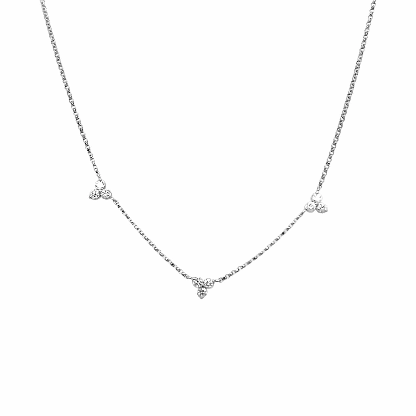 Three-Station Diamond Cluster Necklace